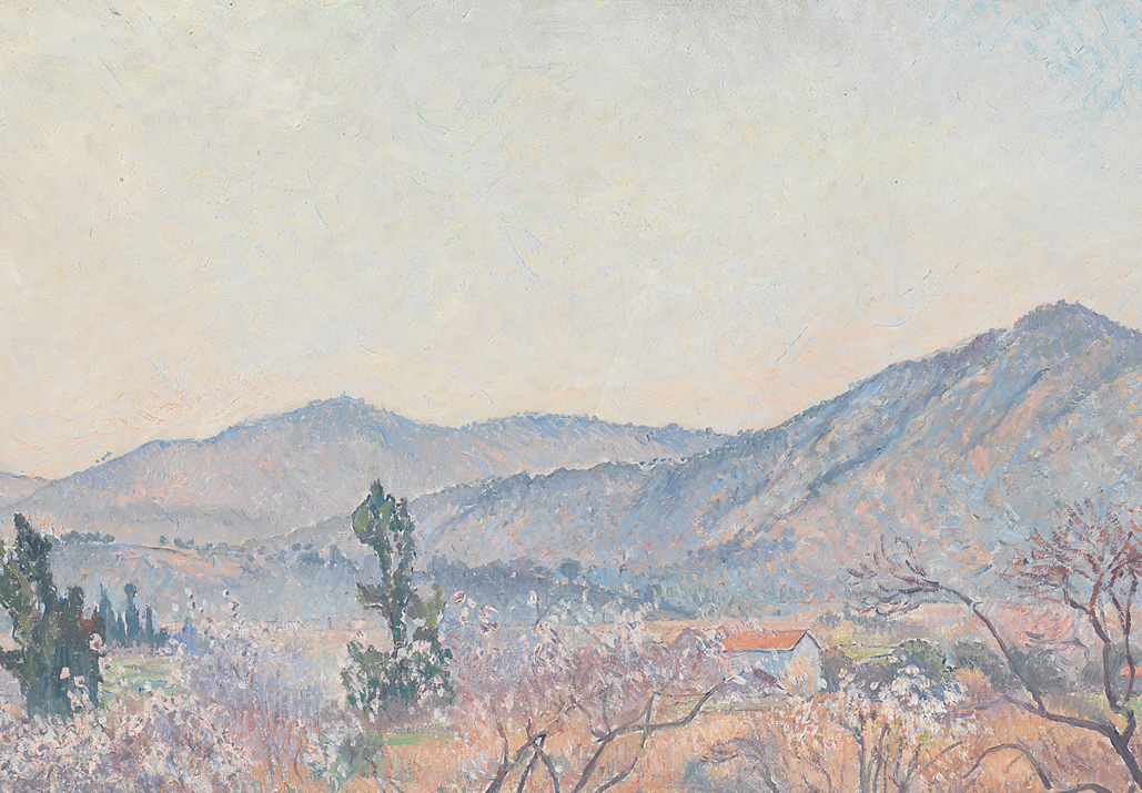 Art prints by landscape themed / Featured Image: Lucien Pissarro: Almond Trees, Le Lavandou (1923)
